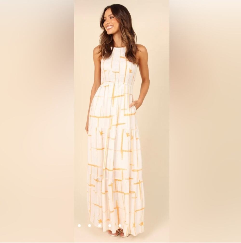 Petal + Pup Aliza Dress Size Medium Orange Maxi Boho Romantic Event